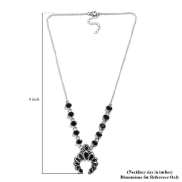 Artisan Crafted Elite Rare Shungite Squash Blossom Naja Necklace 18 In 925 SS - Picture 7 of 7